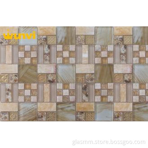 Irregular Indoor stainless steel Glass Mosaic Tile With 6mm